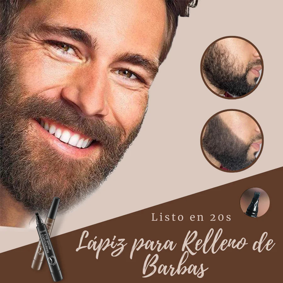 Kit de Pluma de Relleno de Barba Impermeable: Lapiz rellenador + Cepillo de barba + Instrucciones profesionales de uso (2025)